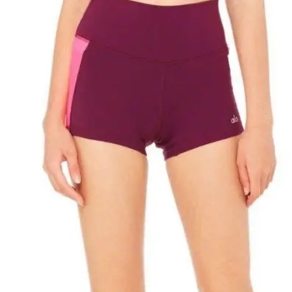 ALO Yoga Women's Berry and Pink Athletic Shorts - Picture 2 of 5